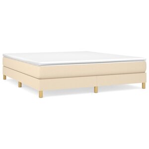 vidaXL Sommier à lattes de lit avec matelas Crème 160x200 cm Tissu