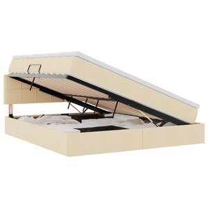 vidaXL Lit de rangement LED avec matelas Crème 180 x 200 cm Tissu