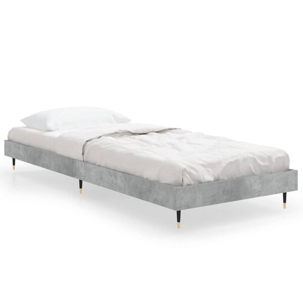 vidaXL Cadre de lit gris béton 75x190 cm bois d'ingénierie