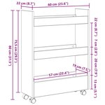 vidaXL Chariot de rangement étroit 3 niveaux Chêne noir Bois conçu
