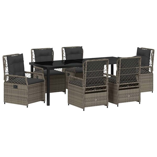 vidaXL Ensemble de salle à manger pour jardin 7 Pièces Gris polyrotin