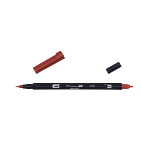 Feutre dessin double pointe abt dual brush pen 837 rouge vin x 6 tombow
