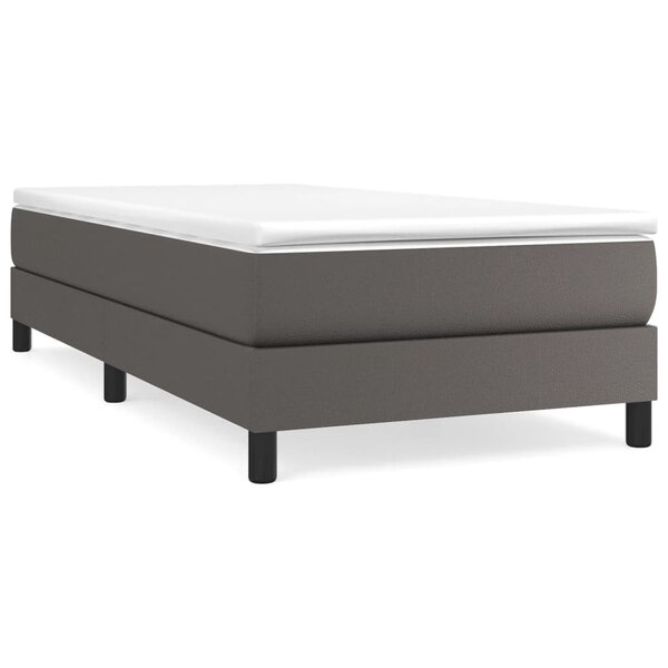vidaXL Sommier à lattes de lit avec matelas Gris 90x200 cm Similicuir