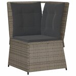 vidaXL Salon de jardin 5 Pièces avec coussins Gris Résine tressée