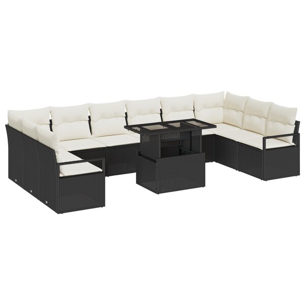 vidaXL Ensemble de canapé de jardin 11 pièces en poly rotin noir