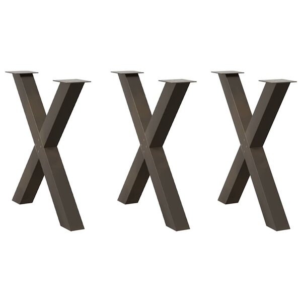 vidaXL Pieds de table à manger en forme de X  3 pièces  acier naturel  80 x (72-73) cm