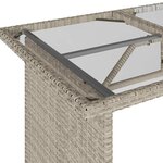 vidaXL Table de jardin et dessus en verre gris clair 110x68x70cm rotin