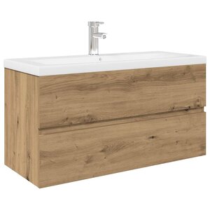 vidaXL Meuble lavabo avec bassin et robinet intégrés chêne artisanal