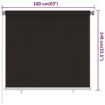 vidaXL Store roulant d'extérieur 160x140 cm Marron PEHD
