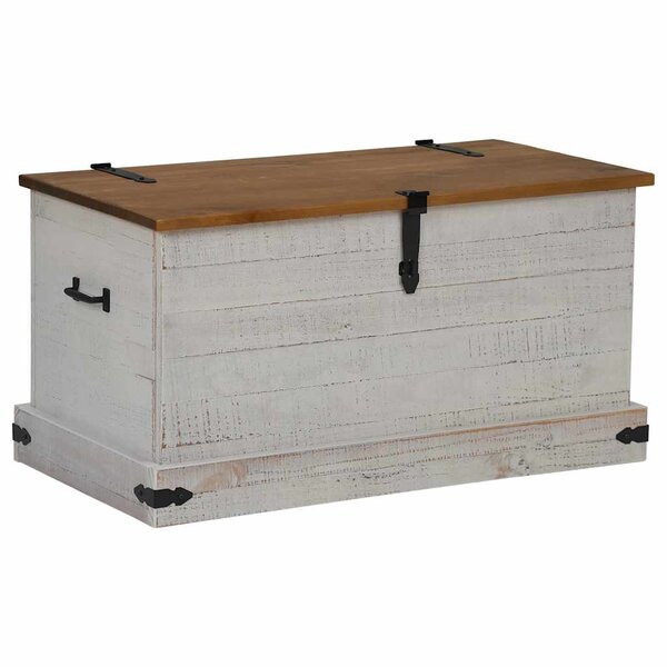 vidaXL Coffre de rangement HALDEN blanc 91x48x47 cm bois massif pin