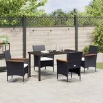 vidaXL Ensemble de salle à manger pour jardin 5 Pièces Noir Poly rotin