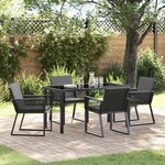 vidaXL Ensemble de salle à manger pour jardin 5 Pièces Noir Poly rotin