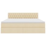 vidaXL Lit avec rangement et LED avec matelas Crème 180 x 200 cm tissu