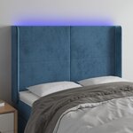 vidaXL Tête de lit à LED Bleu foncé 147x16x118/128 cm Velours