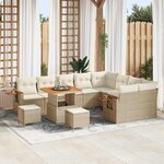 vidaXL Ensemble de canapé de jardin avec coussin 12 Pièces beige et crème