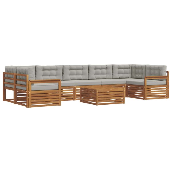 vidaXL Ensemble de canapés d'extérieur 8 Pièces Gris Naturel et Clair