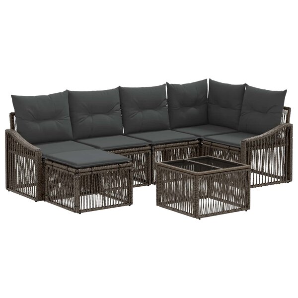 vidaXL Ensemble de canapé de jardin 7 pc Gris polyrotin