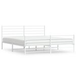 vidaXL Cadre de lit métal avec tête de lit/pied de lit blanc 193x203cm
