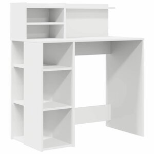 vidaXL Bureau avec rangement avec étagère Blanc 90 x 48 x 101 5 cm