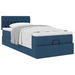 vidaXL Cadre de lit ottoman avec matelas bleu 90x190 cm tissu