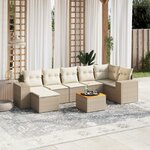 vidaXL Salon de jardin avec coussins 8 Pièces beige résine tressée