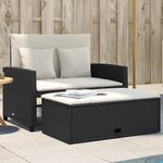 vidaXL Canapé de jardin avec coussins 2 places noir résine tressée
