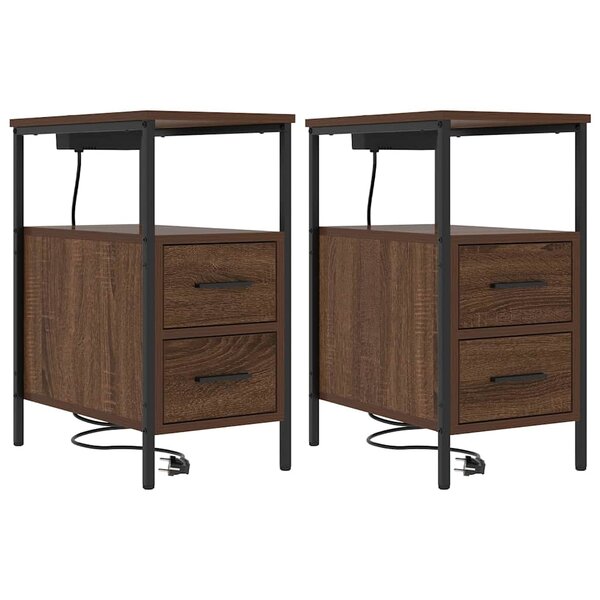 vidaXL Armoires de chevet 2 Pièces Chêne marron 30 x 48 x 61 cm