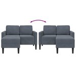 vidaXL Canapé 2 places avec méridienne en L gris foncé 125 cm velours