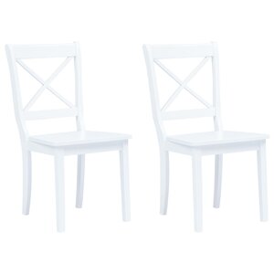 vidaXL Chaises à manger lot de 2 blanc bois hévéa massif