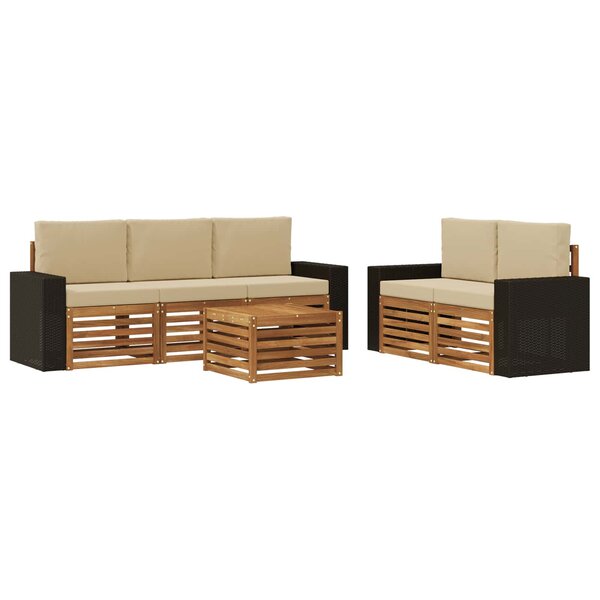 vidaXL Ensemble de canapés d'extérieur 6 pc Naturel et Beige