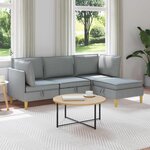 vidaXL Ensemble de meubles pour le salon 4 Pièces Gris clair Tissu