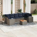 vidaXL Salon de jardin 8 Pièces avec coussins gris résine tressée