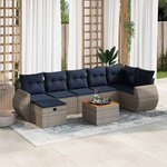 vidaXL Salon de jardin 8 Pièces avec coussins gris résine tressée