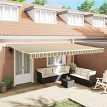 vidaXL Auvent Rétractable Rayures jaunes  bleues  vertes 500 × 300 cm