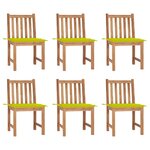vidaXL Chaises de jardin lot de 6 avec coussins Bois de teck massif