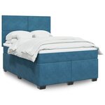 vidaXL Sommier à lattes de lit et matelas bleu 140x200 cm velours
