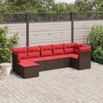 vidaXL Salon de jardin avec coussins 7 Pièces marron résine tressée