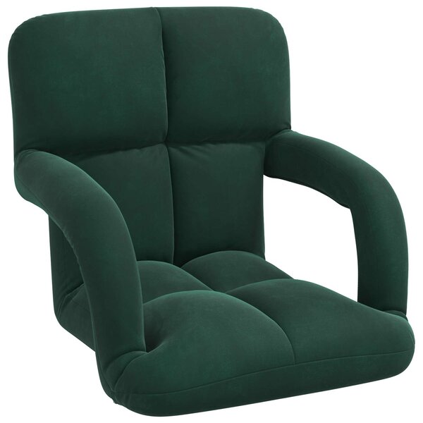 vidaXL Fauteuil de sol ajustable Vert foncé Velours