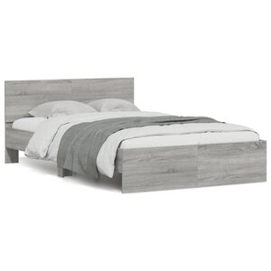 vidaXL Cadre de lit sans matelas sonoma gris 135x190 cm