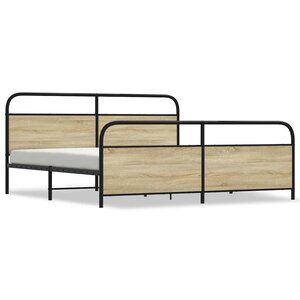 vidaXL Cadre de lit en métal sans matelas chêne sonoma 193x203 cm