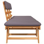 vidaXL Chaise longue avec coussin 2-en-1 190 cm Bois solide d'acacia