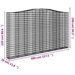 vidaXL Panier de gabions arqué 400x30x220/240 cm Fer galvanisé