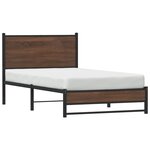 vidaXL Cadre de lit en métal avec tête de lit chêne marron 100x190 cm