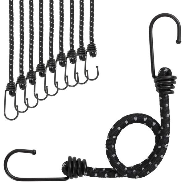 vidaXL Cordes élastiques avec bandes réfléchissantes et crochets 10Pièces