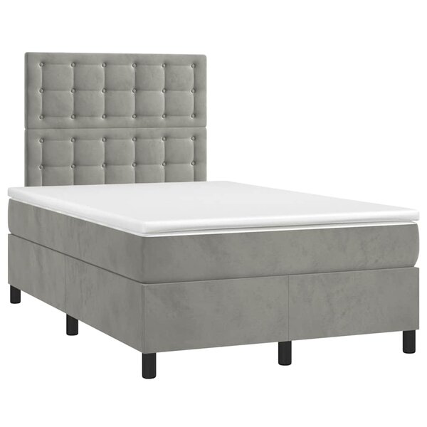 vidaXL Sommier à lattes de lit et matelas gris clair 120x190cm velours