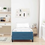 vidaXL Lit boxspring avec matelas Bleu foncé 80 x 220 cm Velours