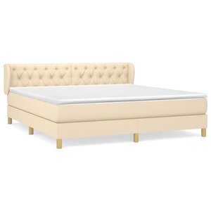vidaXL Sommier à lattes de lit avec matelas Crème 160x200 cm Tissu