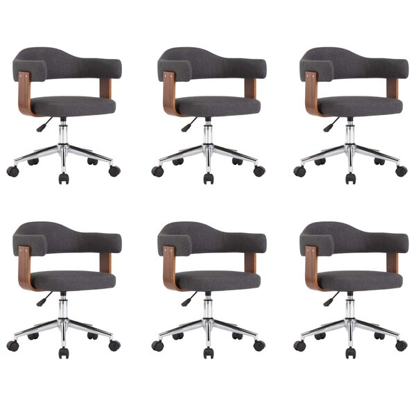 vidaXL Chaises pivotantes à manger lot de 6 gris bois courbé et tissu