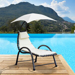 Bain de soleil design contemporain - pare-soleil et matelas - acier polyester - dim. 1 7l x 1 18l x 1 77h m - écru noir