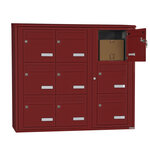 Bloc collectif Leabox  3x3  grade 3  simple face  extérieur  fixation murale  rouge brun ral 3011 finition brillante